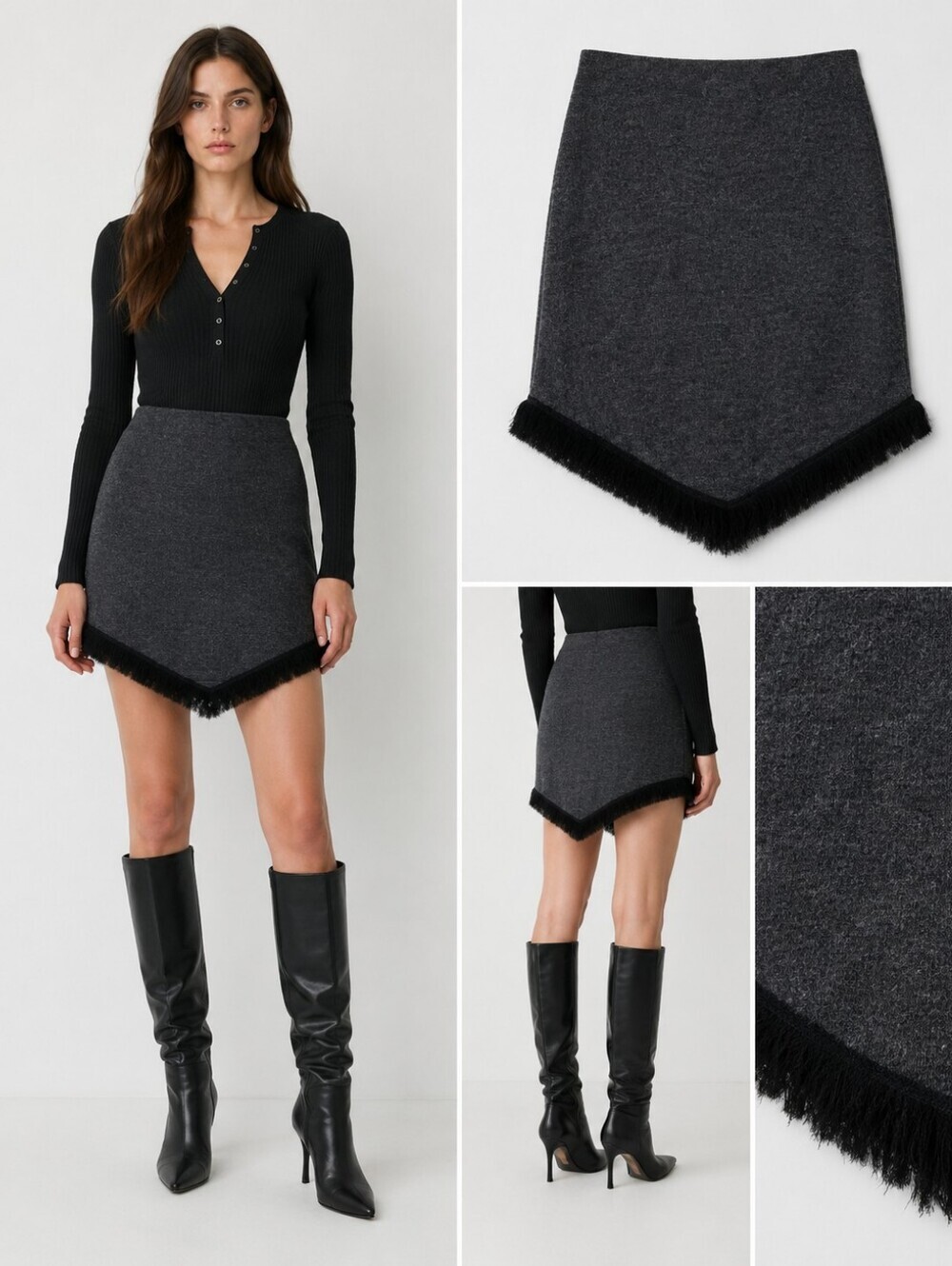 GARAGE dark gray Asymmetrical skirt